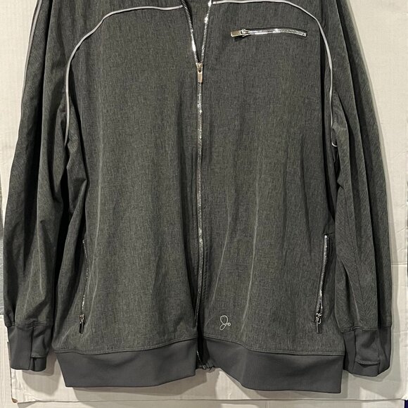 Jaanuu Women's 3XL Grey Zipper Long Sleeve Zip-Up Scrub Bomber Jacket‎ - Picture 4 of 5